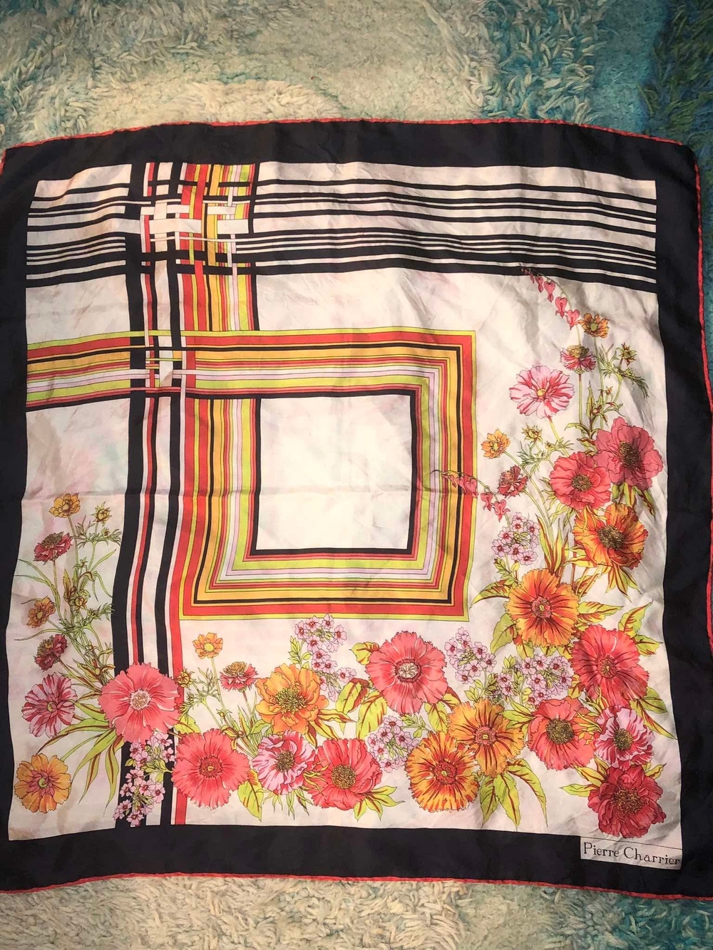 Pierre Charrier Women’s Multicolor Floral Square Scarf